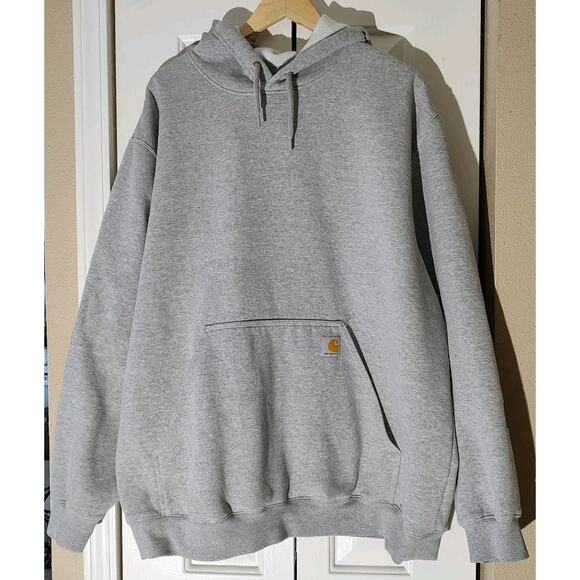 Men's Carhartt Loose Fit Midweight Logo Sleeve Graphic Hoodie Heather Gray - 2XL - Picture 1 of 7